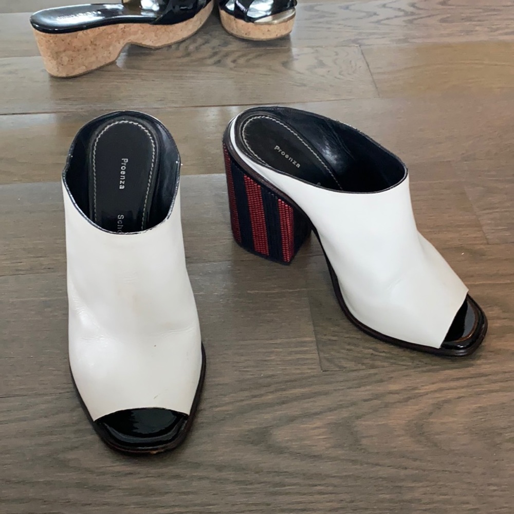 White Proenza heels